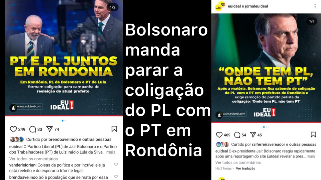 Bolsonaro pula da cadeira e dá chute no vento ao saber que o PL coligou com o PT em Rondônia